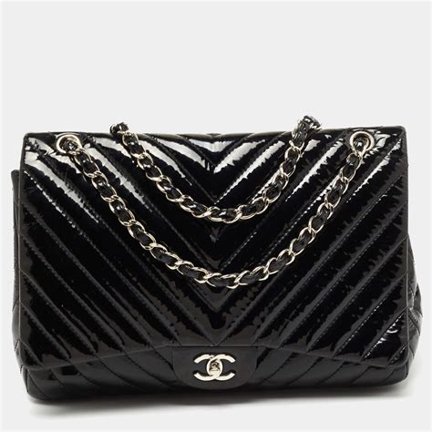 chanel black flap maxi chevron|Chanel Chevron Black Flap .